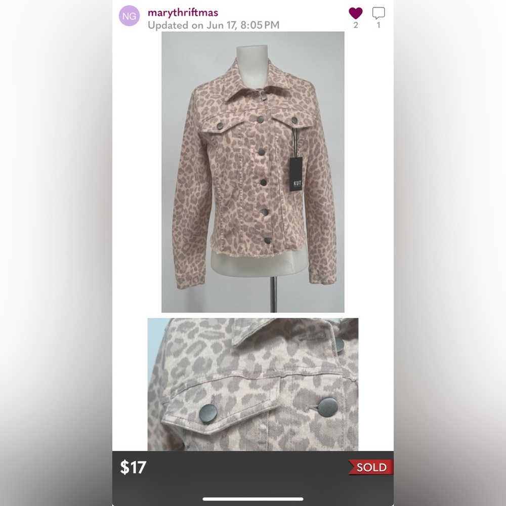 Kut from the Kloth Pink Leopard Jean Jacket - Picture 16 of 16